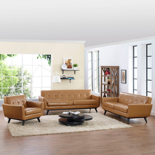 Engage 3 Piece Leather Living Room Set By Modway - EEI-1764 | Sofa Set