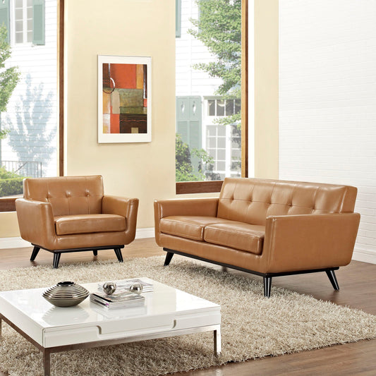 Engage 2 Piece Leather Living Room Set By Modway - EEI-1765 | Sofa Set