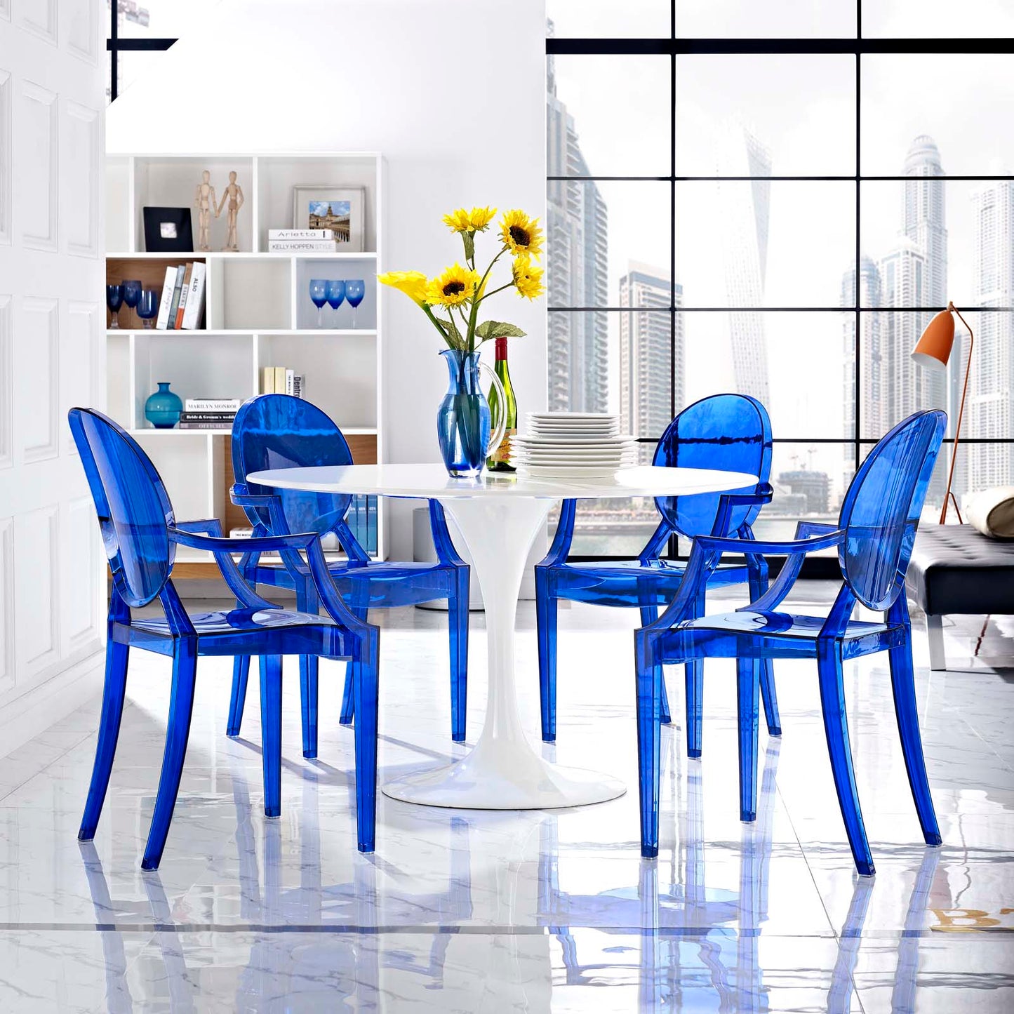 Modway Casper Dining Armchairs Set of 4 - Blue | Armchairs
