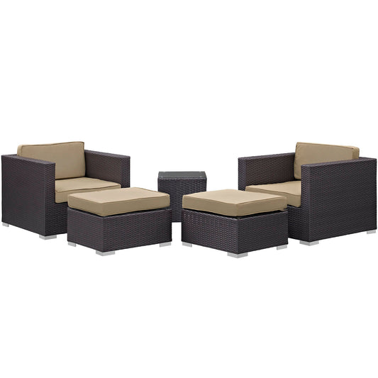 Modway Convene 5 Piece Outdoor Patio Sectional Set - EEI-1809 | Outdoor Sofas, Loveseats & Sectionals | 