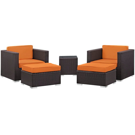 Modway Convene 5 Piece Outdoor Patio Sectional Set - EEI-1809 | Outdoor Sofas, Loveseats & Sectionals | 