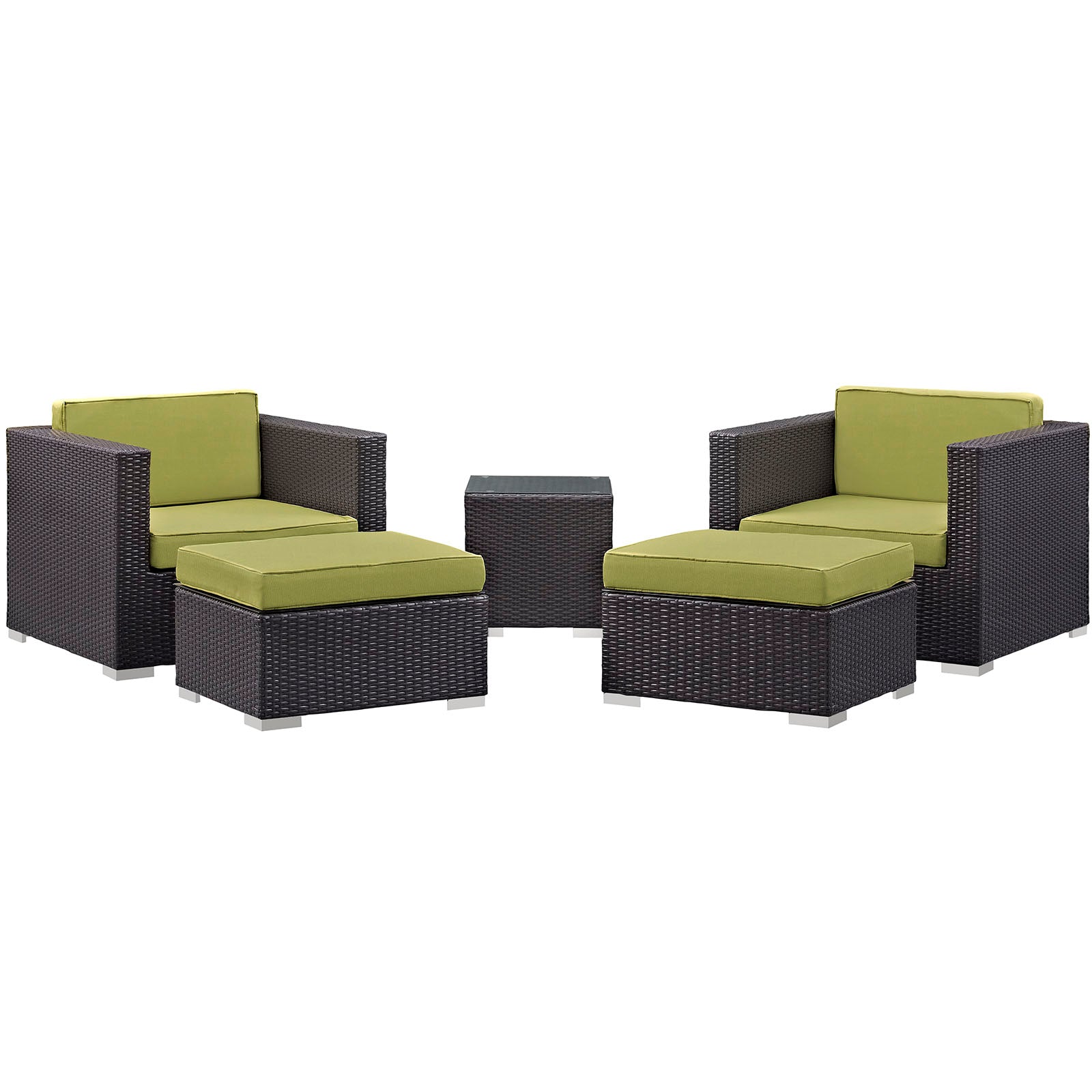 Modway Convene 5 Piece Outdoor Patio Sectional Set - EEI-1809 | Outdoor Sofas, Loveseats & Sectionals | 