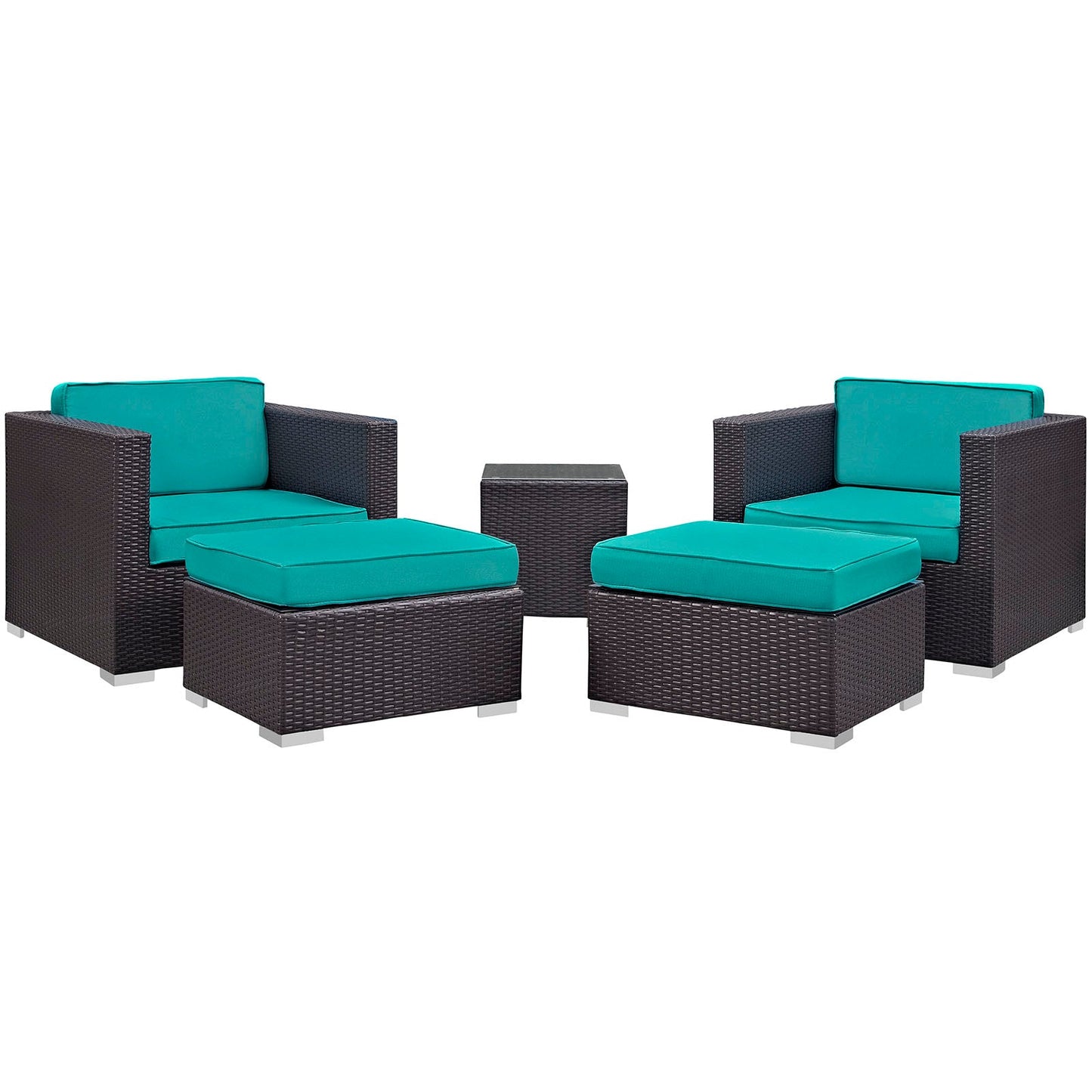 Modway Convene 5 Piece Outdoor Patio Sectional Set - EEI-1809 | Outdoor Sofas, Loveseats & Sectionals | 