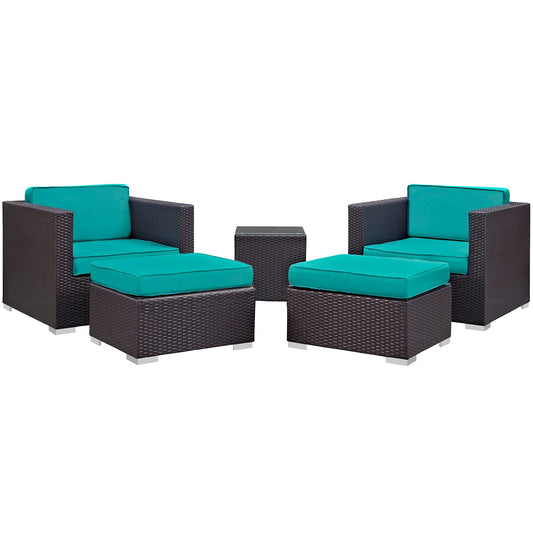 Modway Convene 5 Piece Outdoor Patio Sectional Set - EEI-1809 | Outdoor Sofas, Loveseats & Sectionals | 