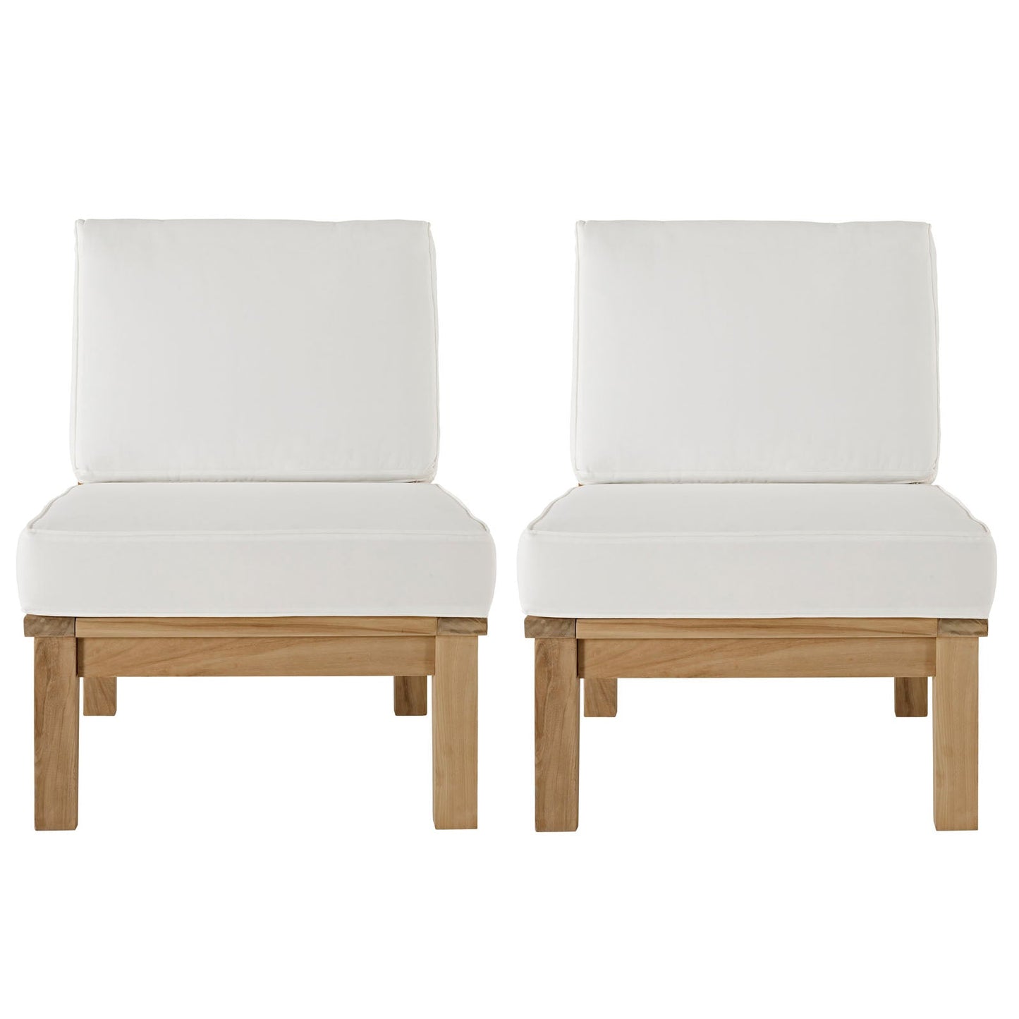 Modway EEI-1821 Marina 2 Piece Outdoor Patio Teak Sofa Set - Natural White | Outdoor Sofas, Loveseats & Sectionals | 