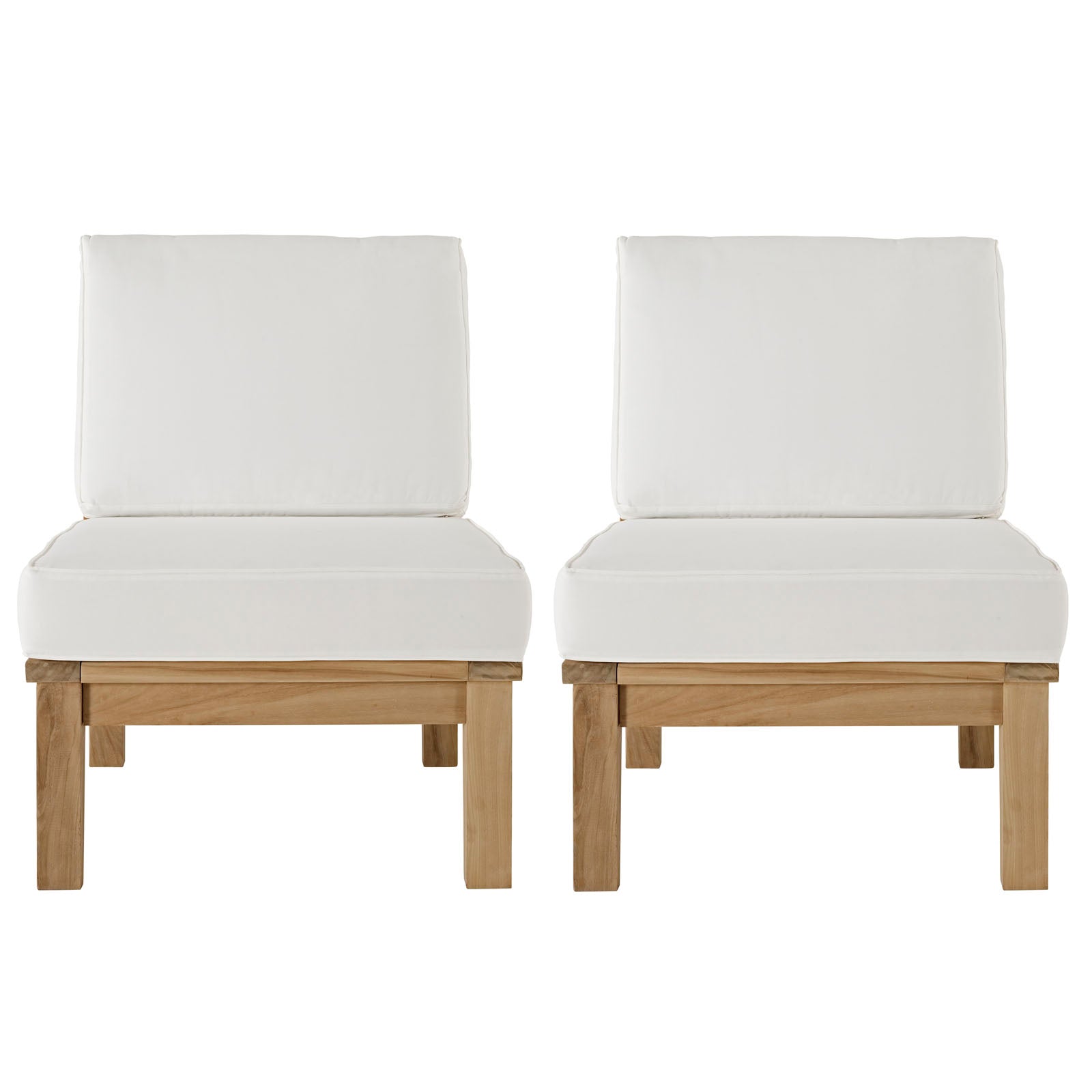 Modway EEI-1821 Marina 2 Piece Outdoor Patio Teak Sofa Set - Natural White | Outdoor Sofas, Loveseats & Sectionals | 
