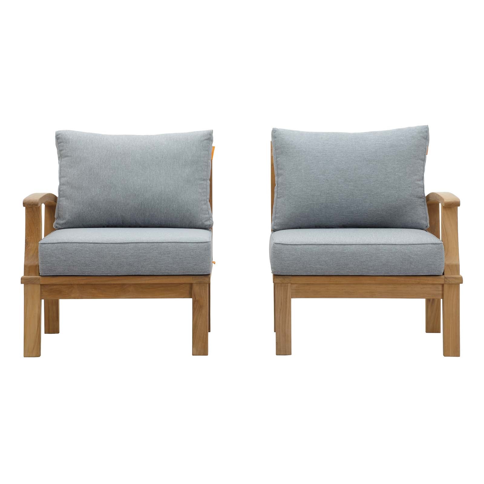 Modway EEI-1822 Marina 2 Piece Outdoor Patio Teak Sofa Set - Natural White | Outdoor Sofas, Loveseats & Sectionals