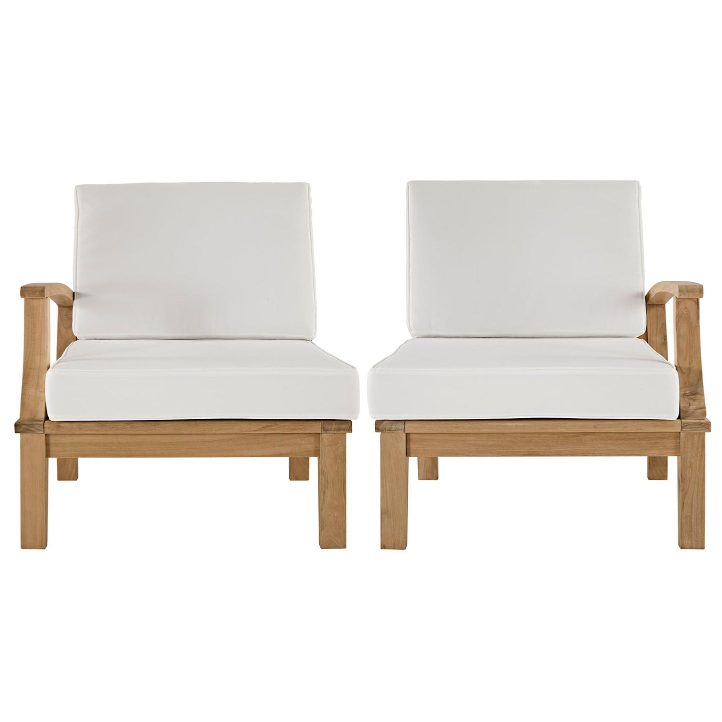 Modway EEI-1822 Marina 2 Piece Outdoor Patio Teak Sofa Set - Natural White | Outdoor Sofas, Loveseats & Sectionals | 