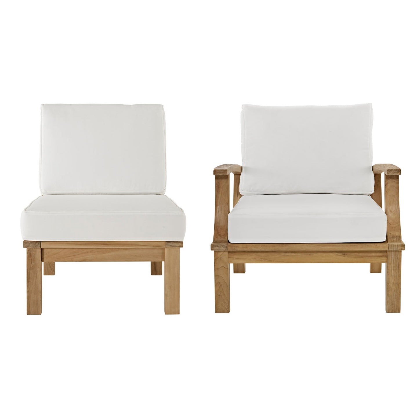Modway EEI-1823 Marina 2 Piece Outdoor Patio Teak Sofa Set - Natural White | Outdoor Sofas, Loveseats & Sectionals | 