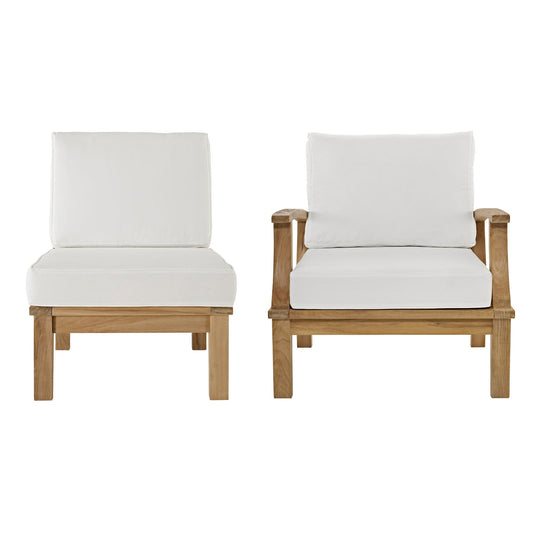 Modway EEI-1823 Marina 2 Piece Outdoor Patio Teak Sofa Set - Natural White | Outdoor Sofas, Loveseats & Sectionals | 