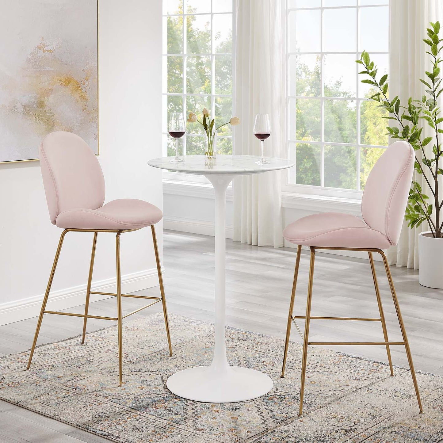 Modway Lippa 28" Artificial Marble Bar Table in White - EEI-1827