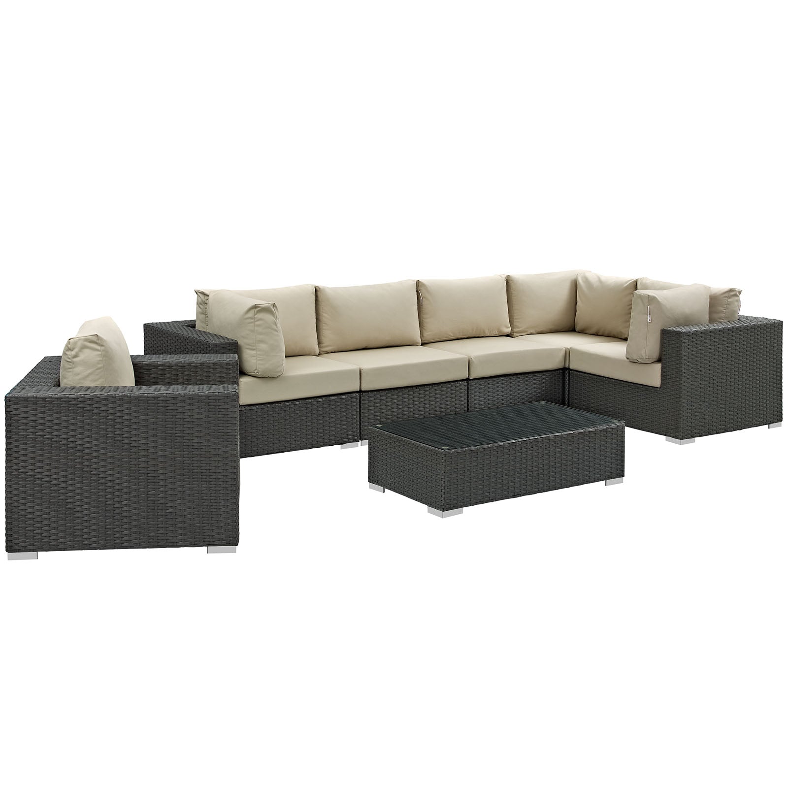 Modway Sojourn 7 Piece Outdoor Patio Sunbrella Sectional Set - EEI-1878 | Outdoor Sofas, Loveseats & Sectionals | Modishstore-30