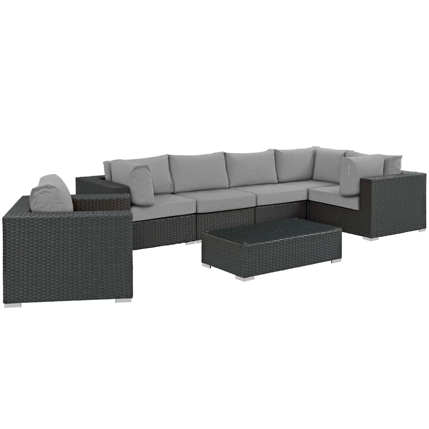 Modway Sojourn 7 Piece Outdoor Patio Sunbrella Sectional Set - EEI-1878 | Outdoor Sofas, Loveseats & Sectionals | Modishstore-31