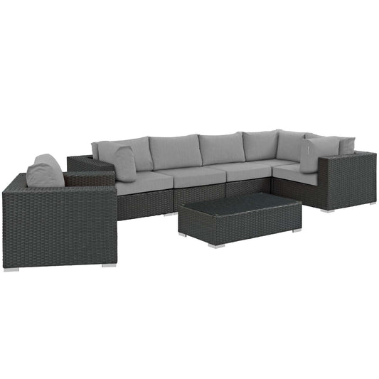 Modway Sojourn 7 Piece Outdoor Patio Sunbrella Sectional Set - EEI-1878 | Outdoor Sofas, Loveseats & Sectionals | Modishstore-31