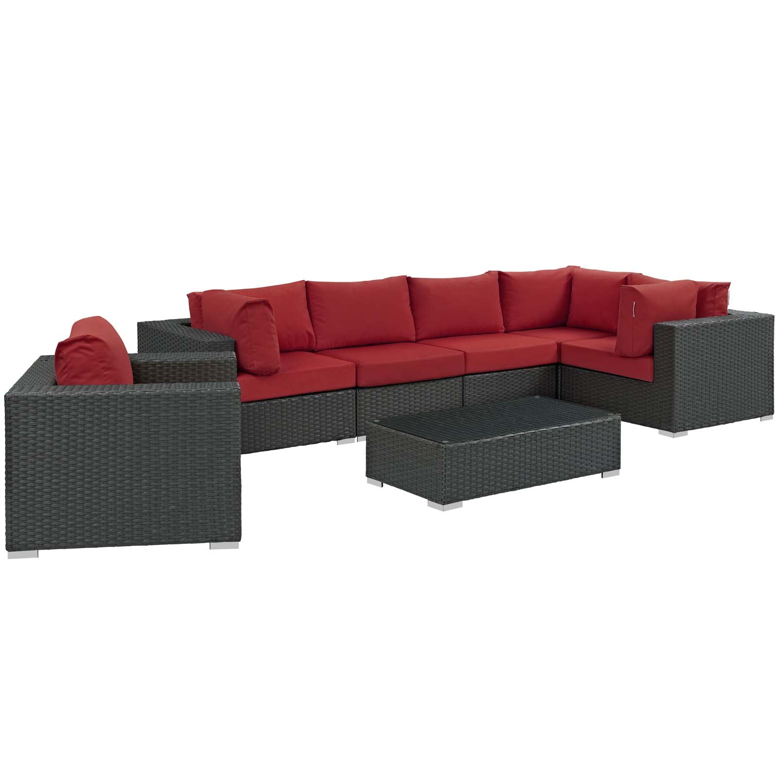 Modway Sojourn 7 Piece Outdoor Patio Sunbrella Sectional Set - EEI-1878 | Outdoor Sofas, Loveseats & Sectionals | Modishstore-27