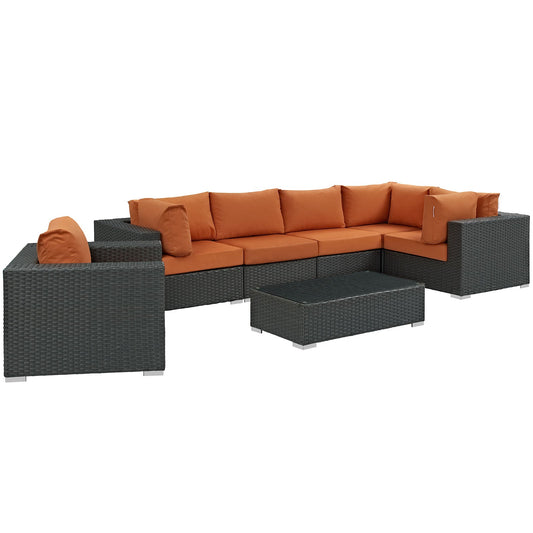 Modway Sojourn 7 Piece Outdoor Patio Sunbrella Sectional Set - EEI-1878 | Outdoor Sofas, Loveseats & Sectionals | Modishstore-28