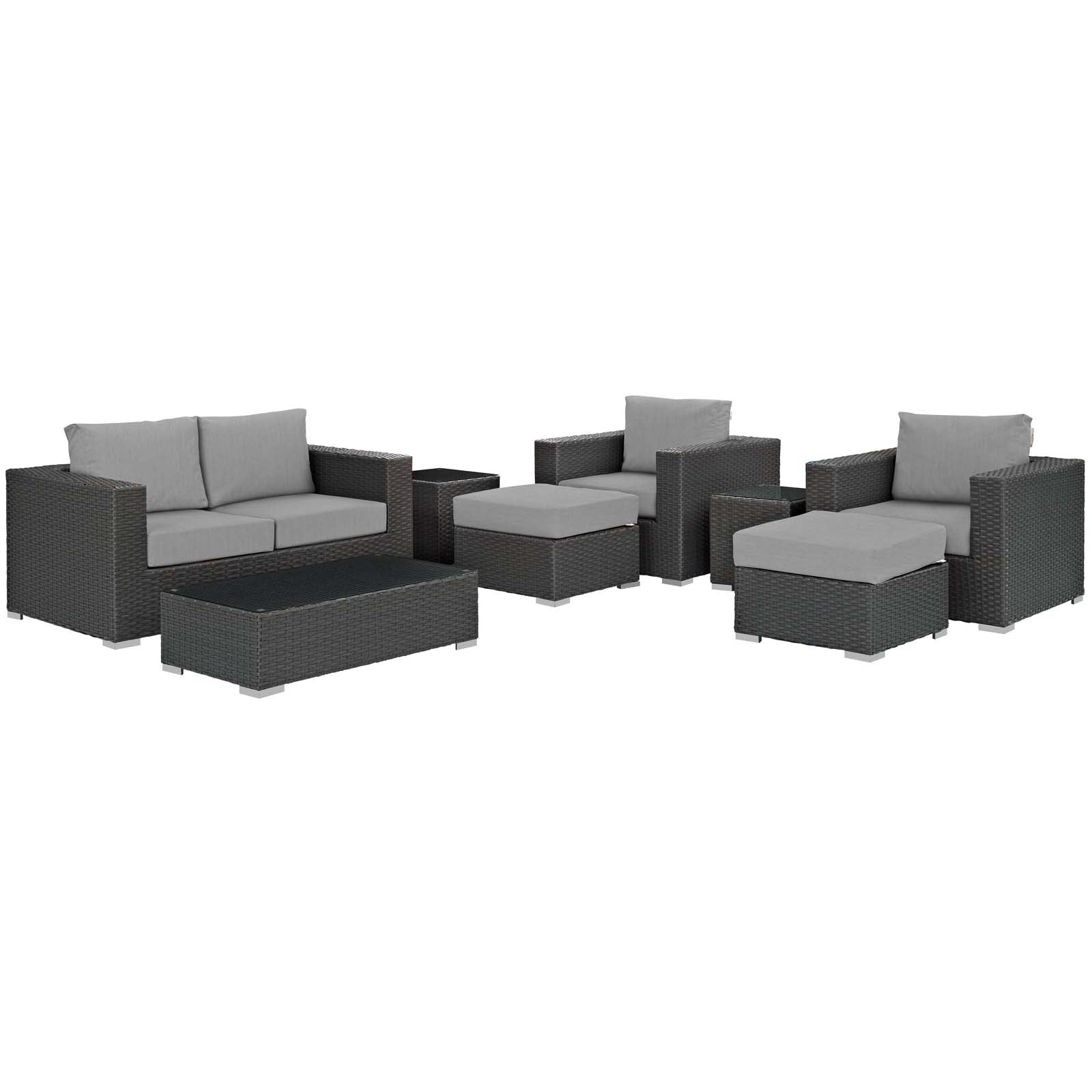Modway Sojourn 8 Piece Outdoor Patio Sectional Set | Outdoor Sofas, Loveseats & Sectionals | Modishstore-25