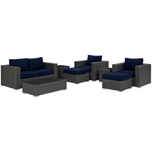 Modway Sojourn 8 Piece Outdoor Patio Sectional Set | Outdoor Sofas, Loveseats & Sectionals | Modishstore-28