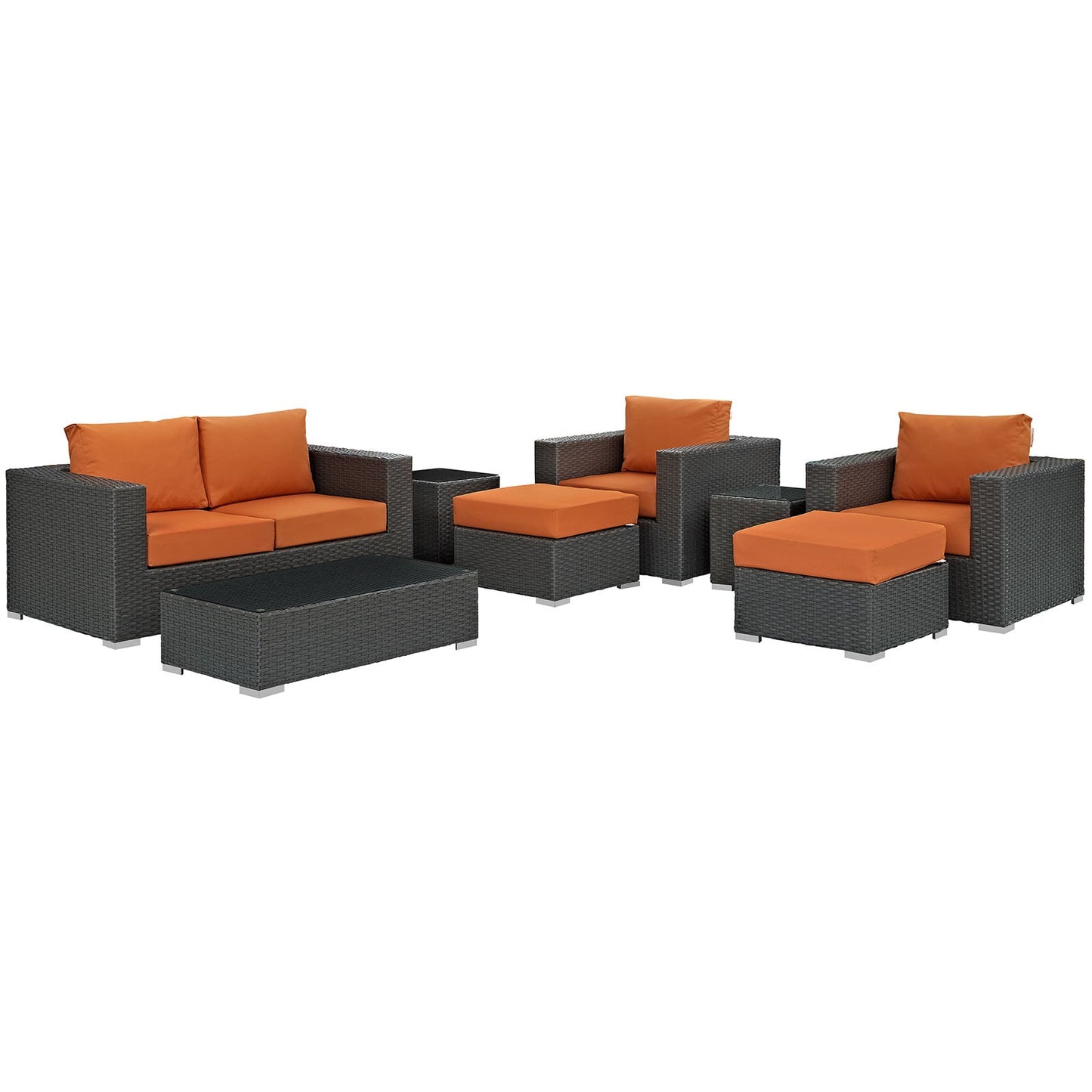 Modway Sojourn 8 Piece Outdoor Patio Sectional Set | Outdoor Sofas, Loveseats & Sectionals | Modishstore-34