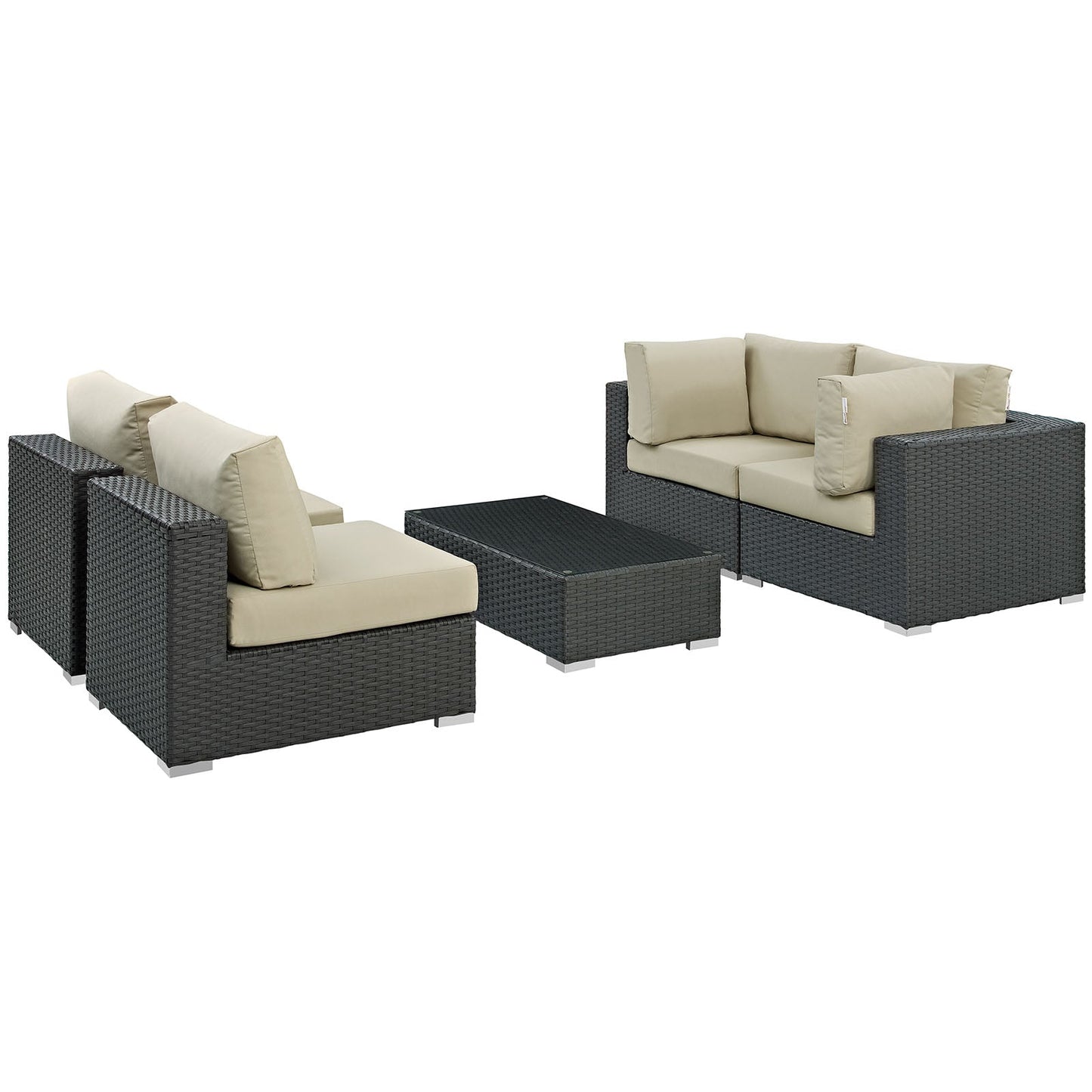 Modway Sojourn 5 Piece Outdoor Patio Sunbrella Sectional Set - EEI-1882 | Outdoor Sofas, Loveseats & Sectionals | Modishstore-26