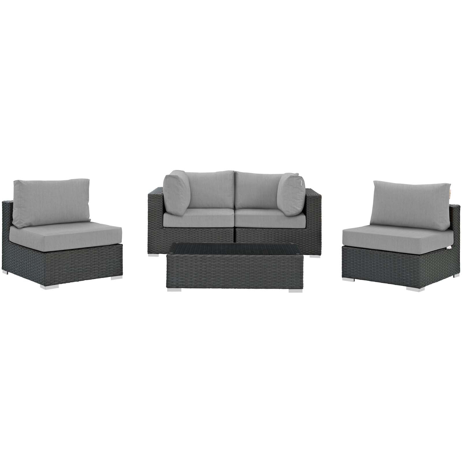 Modway Sojourn 5 Piece Outdoor Patio Sunbrella Sectional Set - EEI-1882 | Outdoor Sofas, Loveseats & Sectionals | Modishstore-22