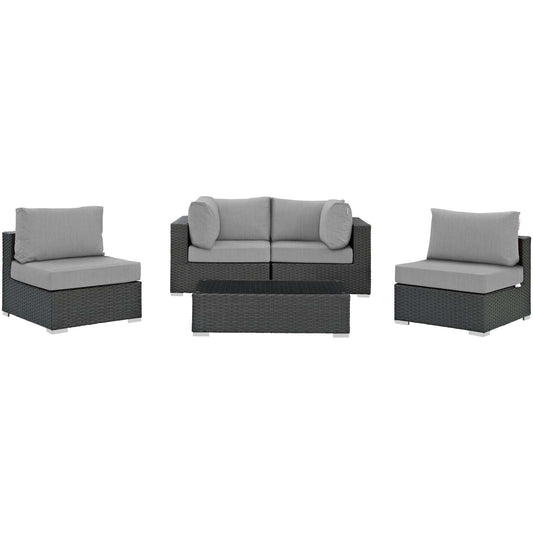 Modway Sojourn 5 Piece Outdoor Patio Sunbrella Sectional Set - EEI-1882 | Outdoor Sofas, Loveseats & Sectionals | Modishstore-22