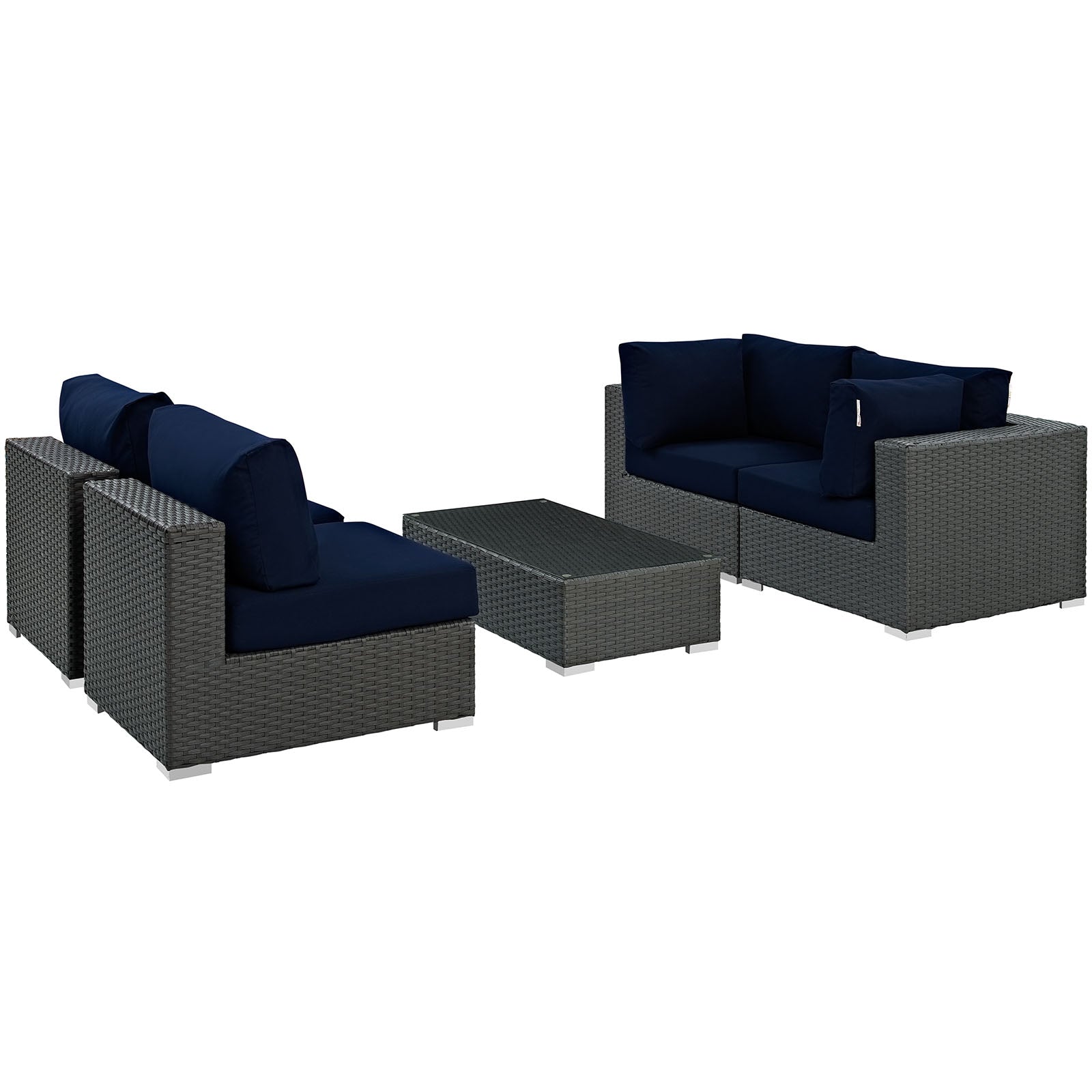 Modway Sojourn 5 Piece Outdoor Patio Sunbrella Sectional Set - EEI-1882 | Outdoor Sofas, Loveseats & Sectionals | Modishstore-24