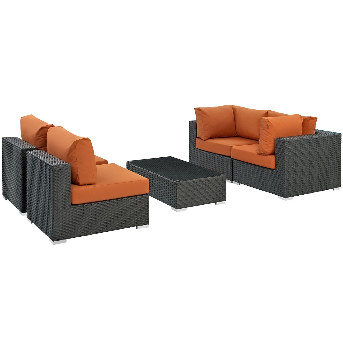 Modway Sojourn 5 Piece Outdoor Patio Sunbrella Sectional Set - EEI-1882 | Outdoor Sofas, Loveseats & Sectionals | Modishstore-23