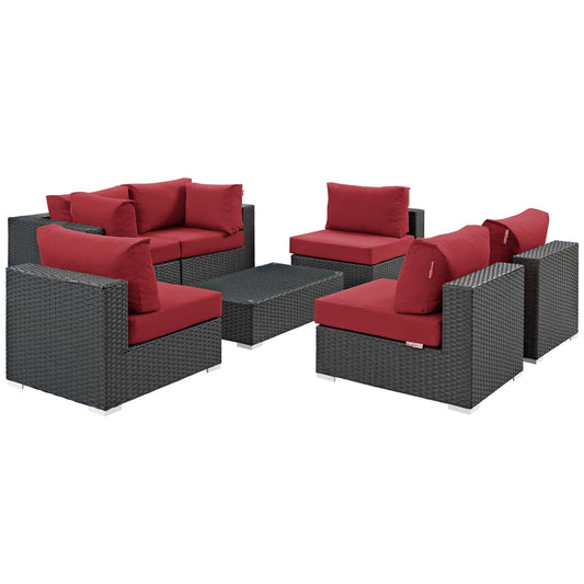 Modway Sojourn 7 Piece Outdoor Patio Sunbrella Sectional Set - EEI-1883 | Outdoor Sofas, Loveseats & Sectionals | Modishstore-46