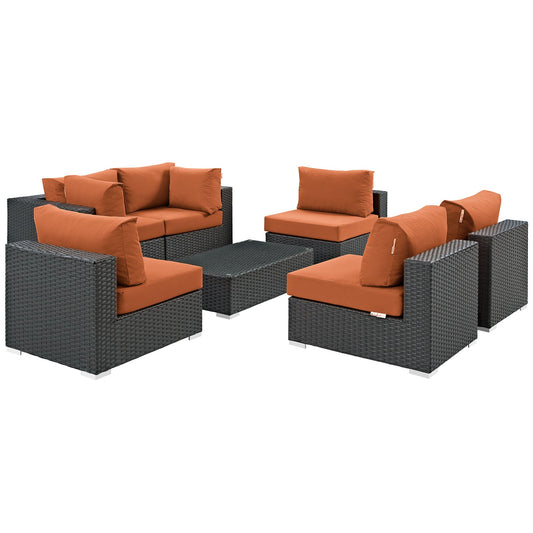 Modway Sojourn 7 Piece Outdoor Patio Sunbrella Sectional Set - EEI-1883 | Outdoor Sofas, Loveseats & Sectionals | Modishstore-44