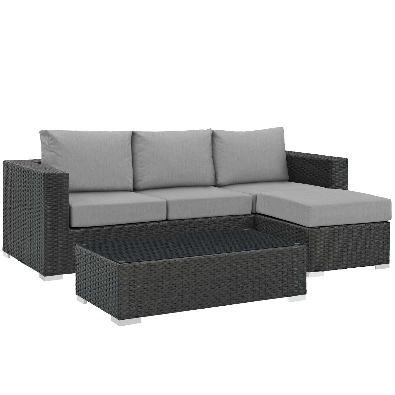 Modway Sojourn 3 Piece Outdoor Patio Sunbrella Sectional Set - EEI-1889 | Outdoor Sofas, Loveseats & Sectionals | Modishstore-22
