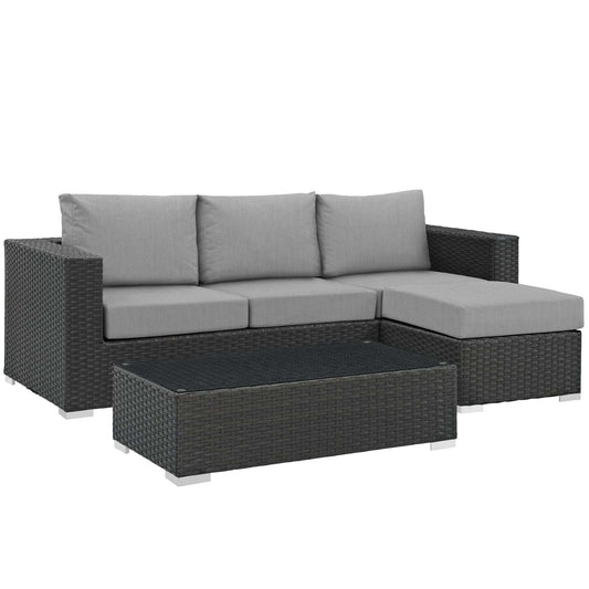 Modway Sojourn 3 Piece Outdoor Patio Sunbrella Sectional Set - EEI-1889 | Outdoor Sofas, Loveseats & Sectionals | Modishstore-22