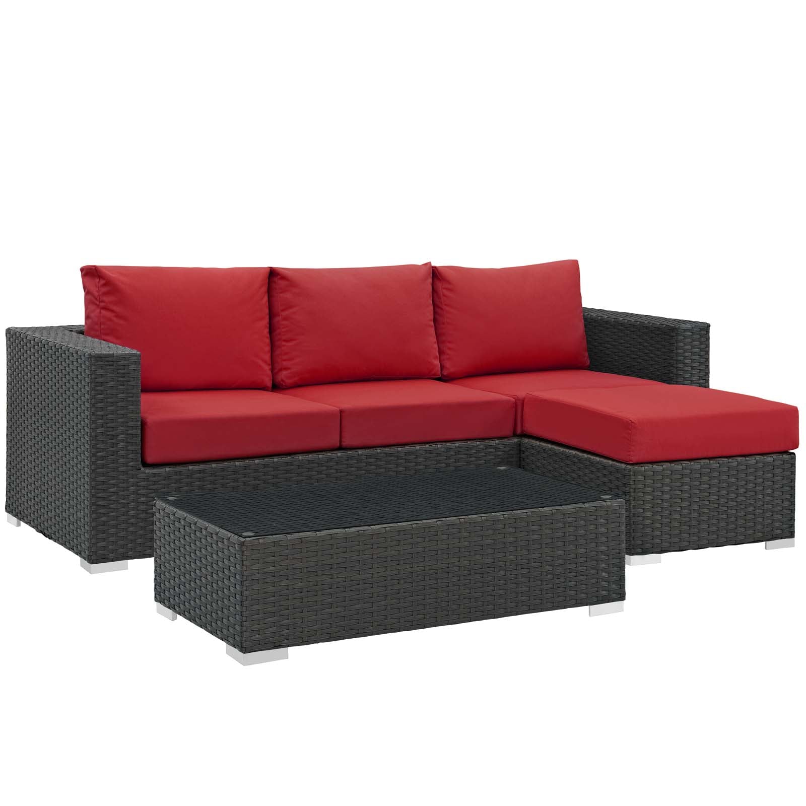 Modway Sojourn 3 Piece Outdoor Patio Sunbrella Sectional Set - EEI-1889 | Outdoor Sofas, Loveseats & Sectionals | Modishstore-27