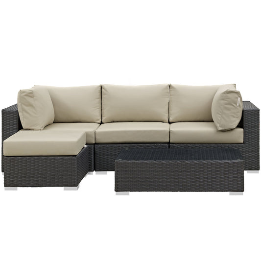 Modway Sojourn 5 Piece Outdoor Patio Sunbrella Sectional Set - EEI-1890 | Outdoor Sofas, Loveseats & Sectionals | Modishstore-25