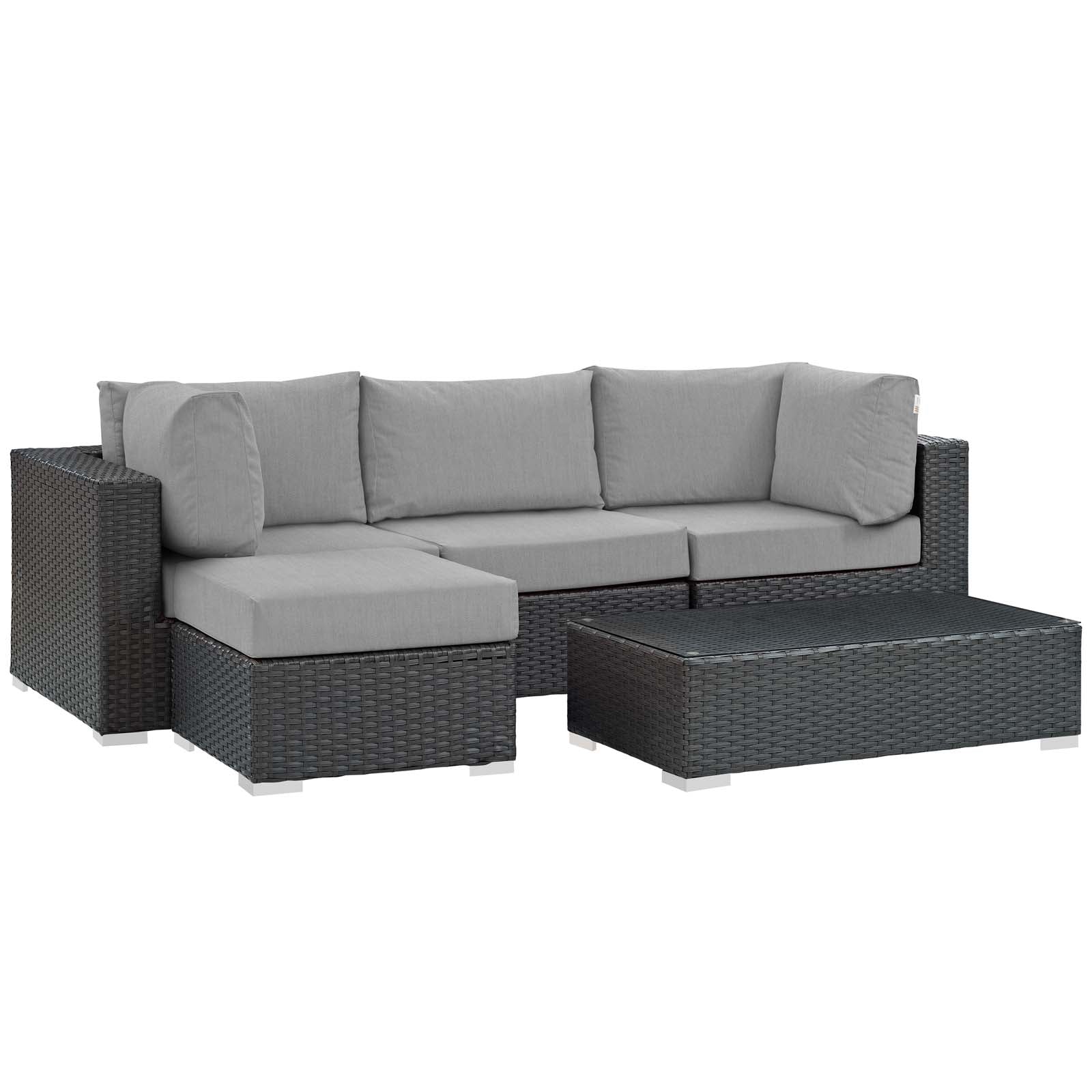 Modway Sojourn 5 Piece Outdoor Patio Sunbrella Sectional Set - EEI-1890 | Outdoor Sofas, Loveseats & Sectionals | Modishstore-21
