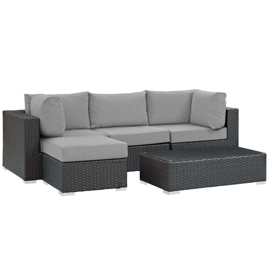 Modway Sojourn 5 Piece Outdoor Patio Sunbrella Sectional Set - EEI-1890 | Outdoor Sofas, Loveseats & Sectionals | Modishstore-21