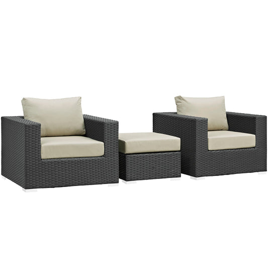 Modway Sojourn 3 Piece Outdoor Patio Sunbrella Sectional Set - EEI-1891 | Outdoor Sofas, Loveseats & Sectionals | Modishstore-23