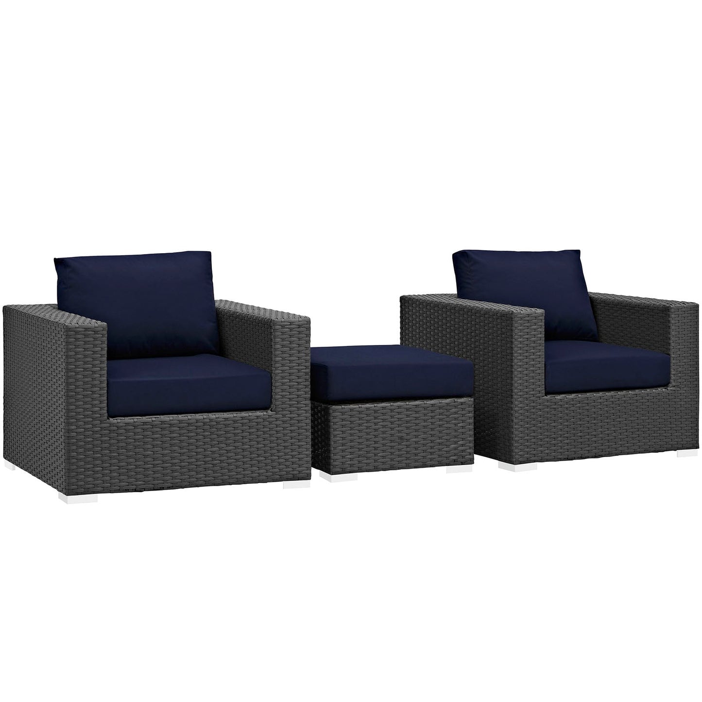 Modway Sojourn 3 Piece Outdoor Patio Sunbrella Sectional Set - EEI-1891 | Outdoor Sofas, Loveseats & Sectionals | Modishstore-21