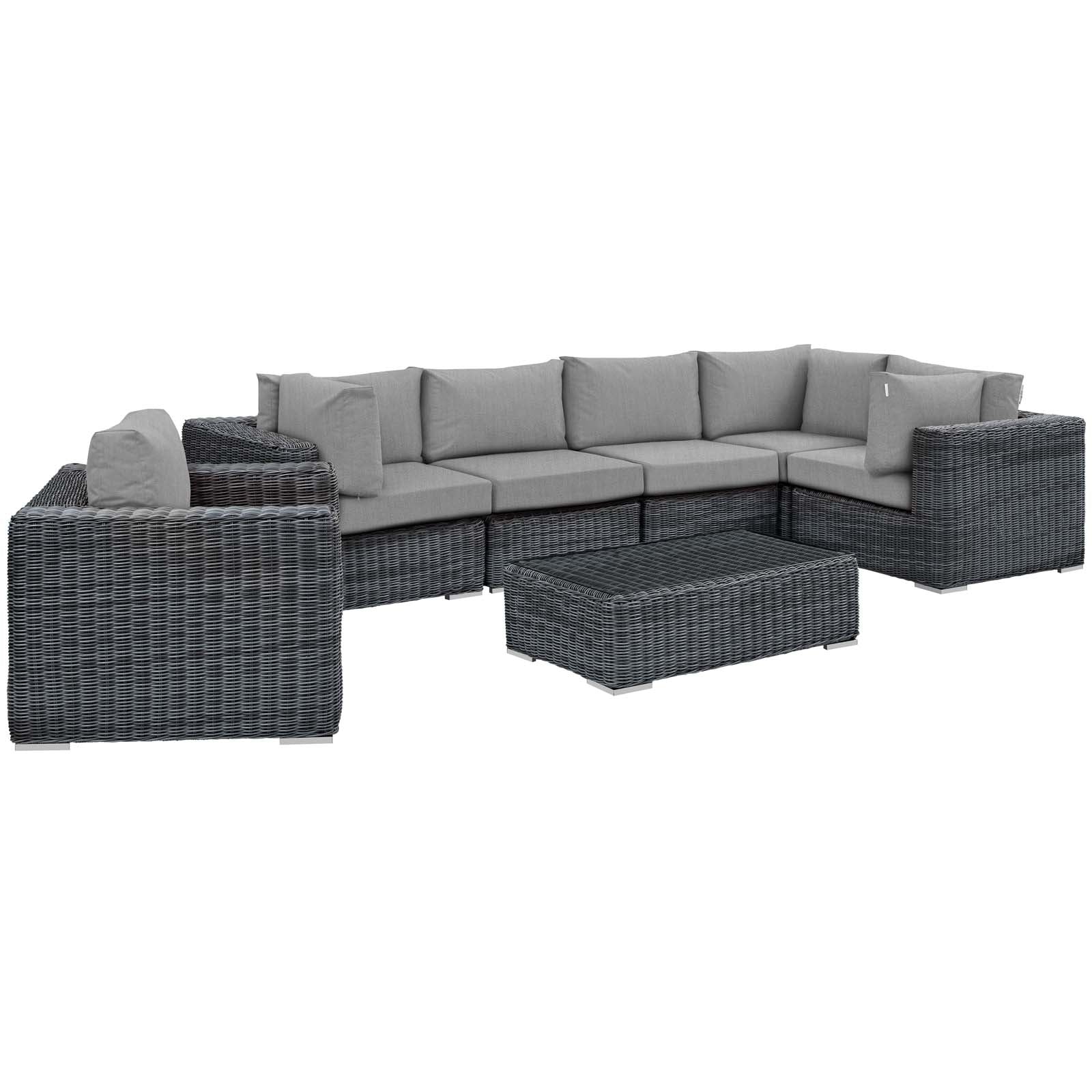 Summon 7 Piece Outdoor Patio Sunbrella® Sectional Set By Modway - EEI-1892 | Outdoor Sofas, Loveseats & Sectionals | Modishstore - 2
