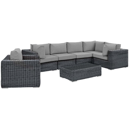 Summon 7 Piece Outdoor Patio Sunbrella® Sectional Set By Modway - EEI-1892 | Outdoor Sofas, Loveseats & Sectionals | Modishstore - 2