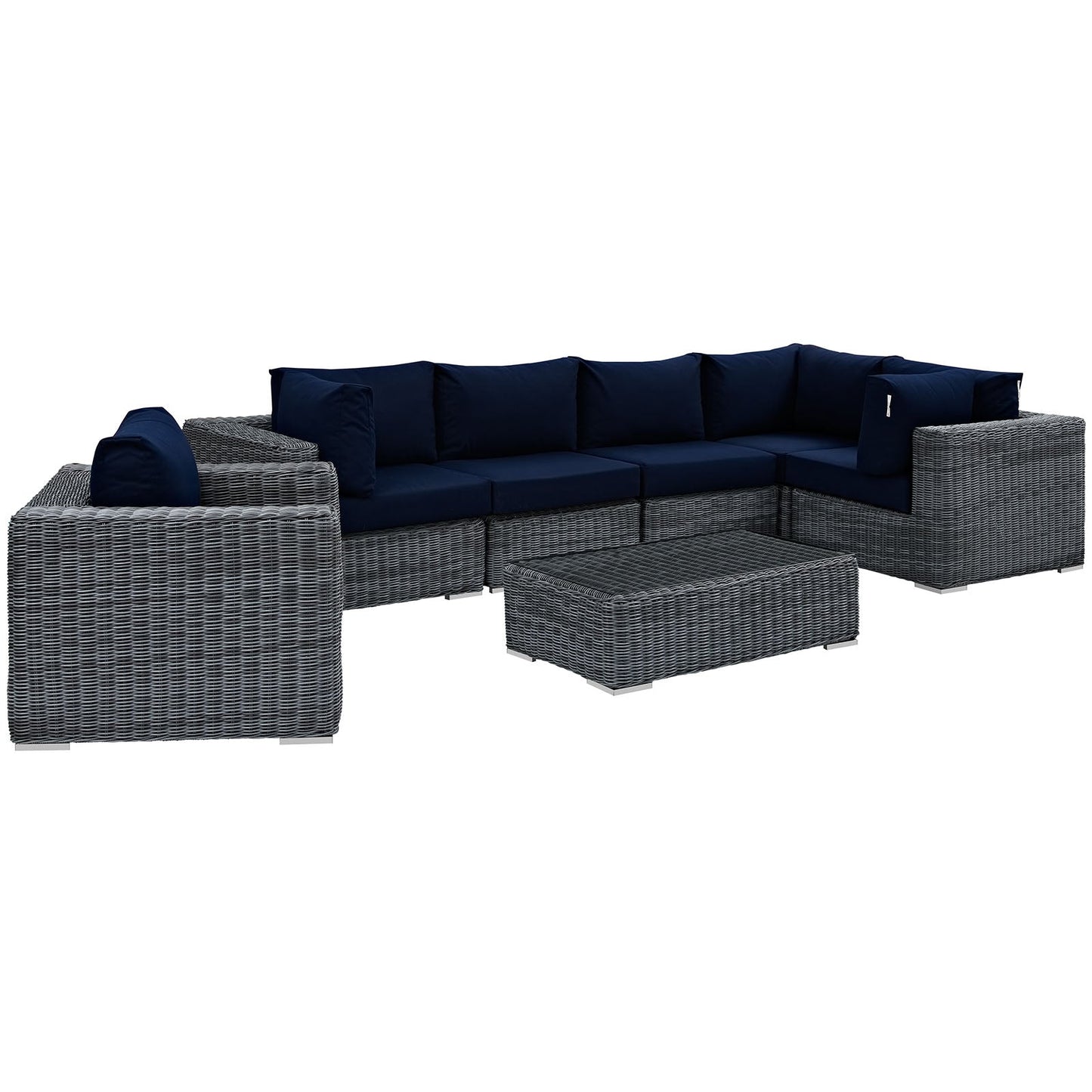 Summon 7 Piece Outdoor Patio Sunbrella® Sectional Set By Modway - EEI-1892 | Outdoor Sofas, Loveseats & Sectionals | Modishstore - 3