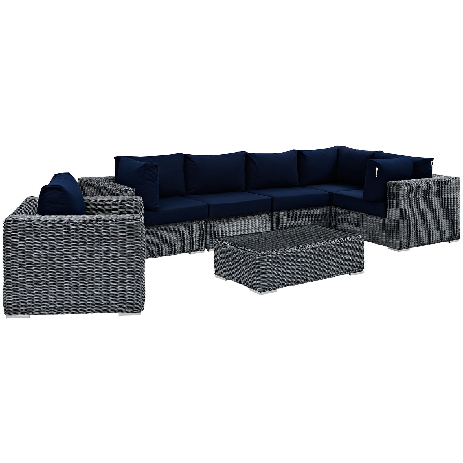 Summon 7 Piece Outdoor Patio Sunbrella® Sectional Set By Modway - EEI-1892 | Outdoor Sofas, Loveseats & Sectionals | Modishstore - 3