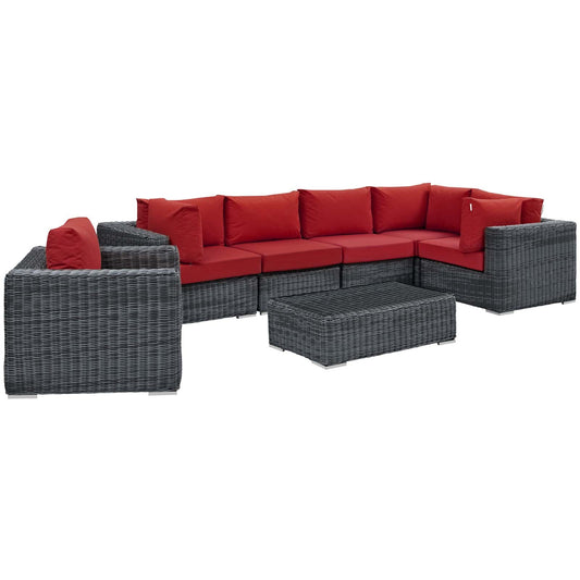 Summon 7 Piece Outdoor Patio Sunbrella® Sectional Set By Modway - EEI-1892 | Outdoor Sofas, Loveseats & Sectionals | Modishstore - 4