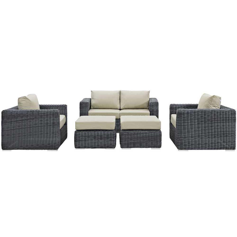 Modway Summon 5 Piece Outdoor Patio Sunbrella Sectional Set - EEI-1893 | Outdoor Sofas, Loveseats & Sectionals | Modishstore