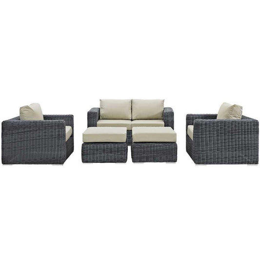 Modway Summon 5 Piece Outdoor Patio Sunbrella Sectional Set - EEI-1893 | Outdoor Sofas, Loveseats & Sectionals | Modishstore