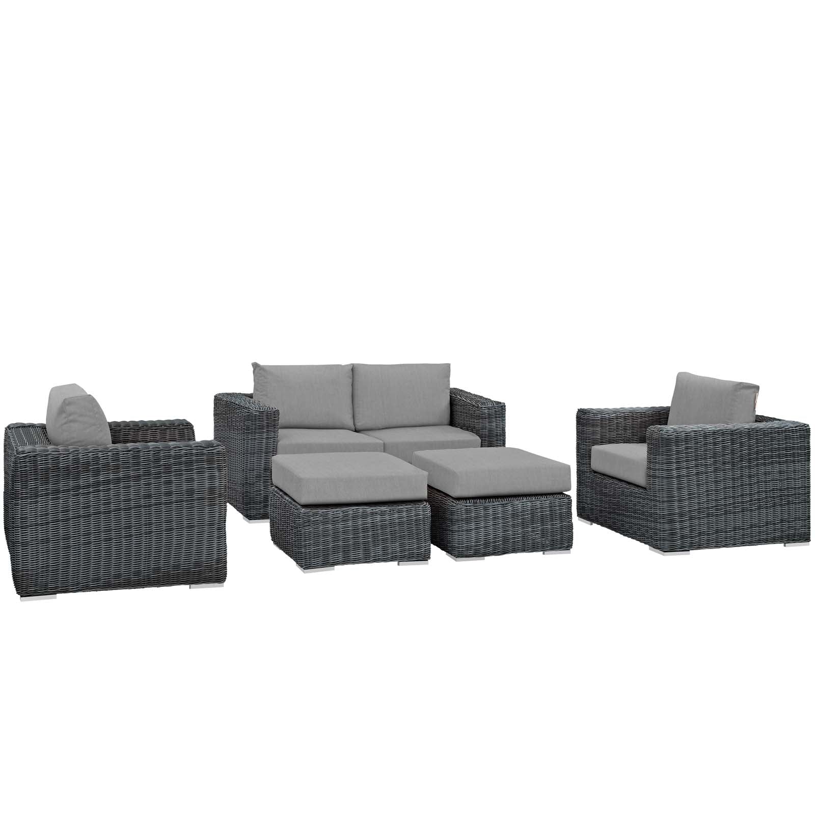 Modway Summon 5 Piece Outdoor Patio Sunbrella Sectional Set - EEI-1893 | Outdoor Sofas, Loveseats & Sectionals | Modishstore-4