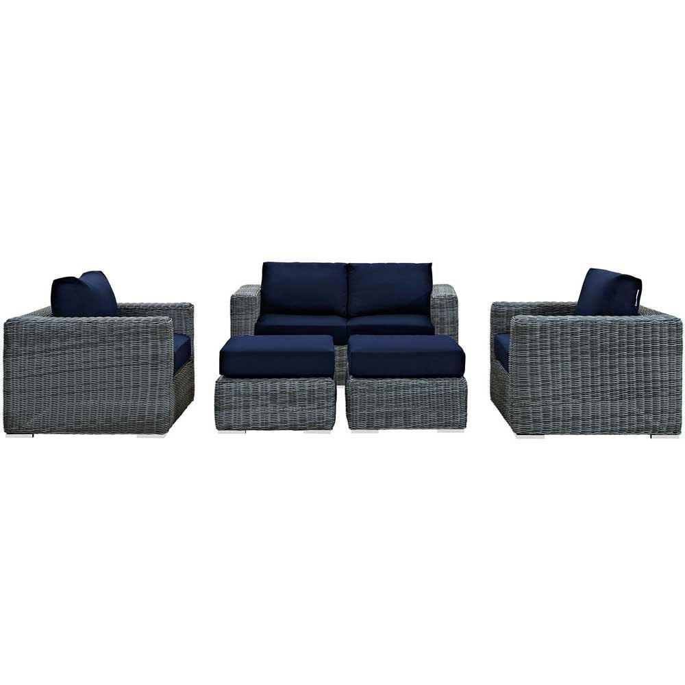 Modway Summon 5 Piece Outdoor Patio Sunbrella Sectional Set - EEI-1893 | Outdoor Sofas, Loveseats & Sectionals | Modishstore-2