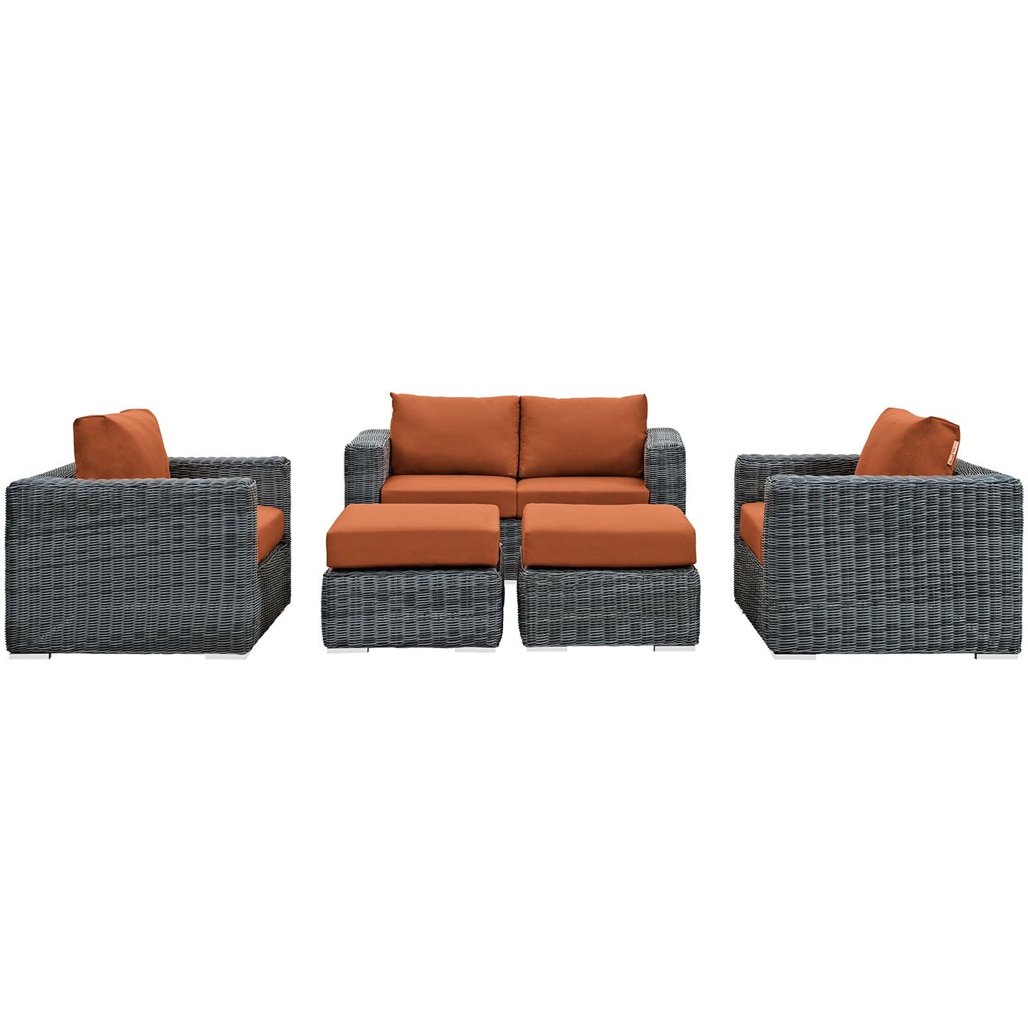 Modway Summon 5 Piece Outdoor Patio Sunbrella Sectional Set - EEI-1893 | Outdoor Sofas, Loveseats & Sectionals | Modishstore-5