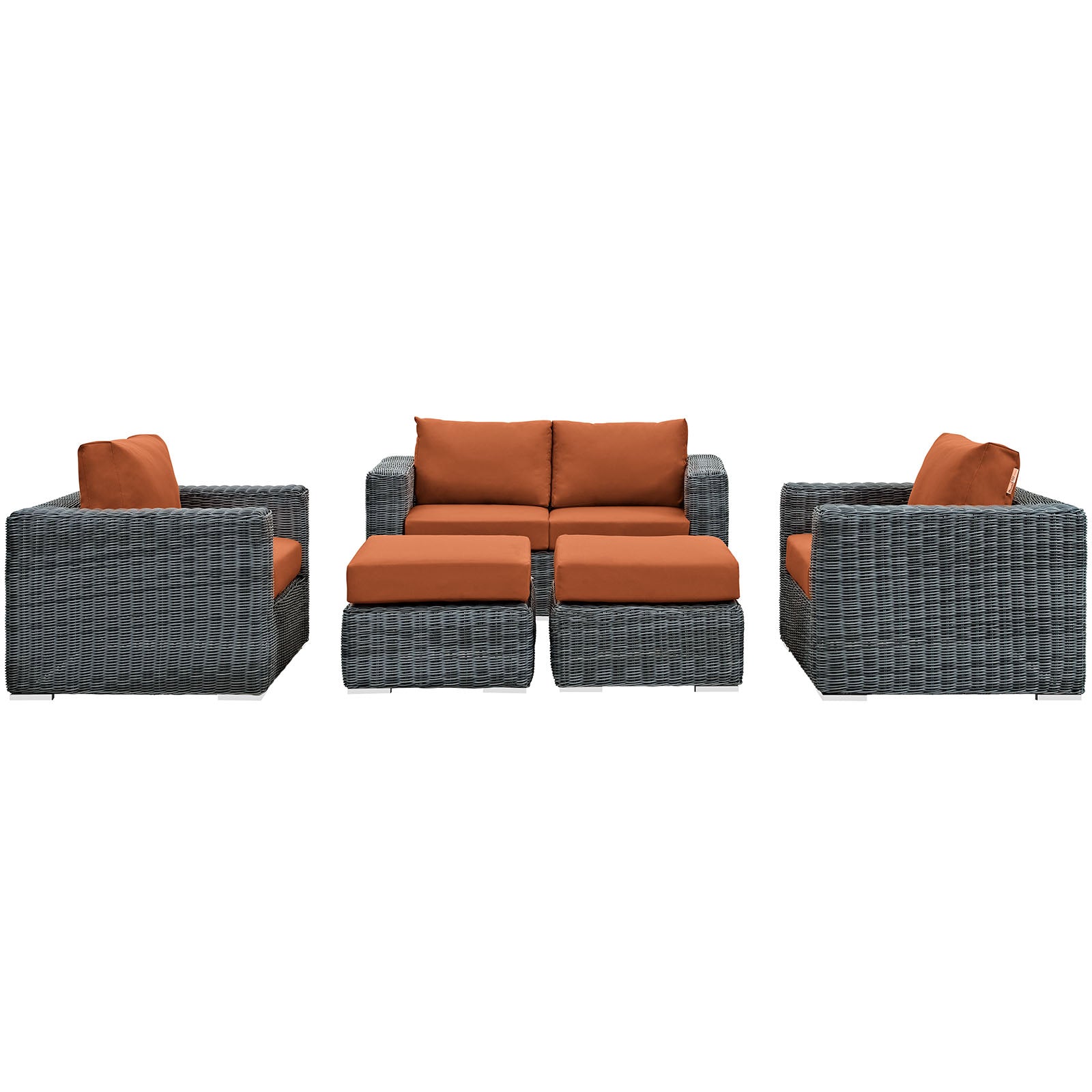 Modway Summon 5 Piece Outdoor Patio Sunbrella Sectional Set - EEI-1893 | Outdoor Sofas, Loveseats & Sectionals | Modishstore-5