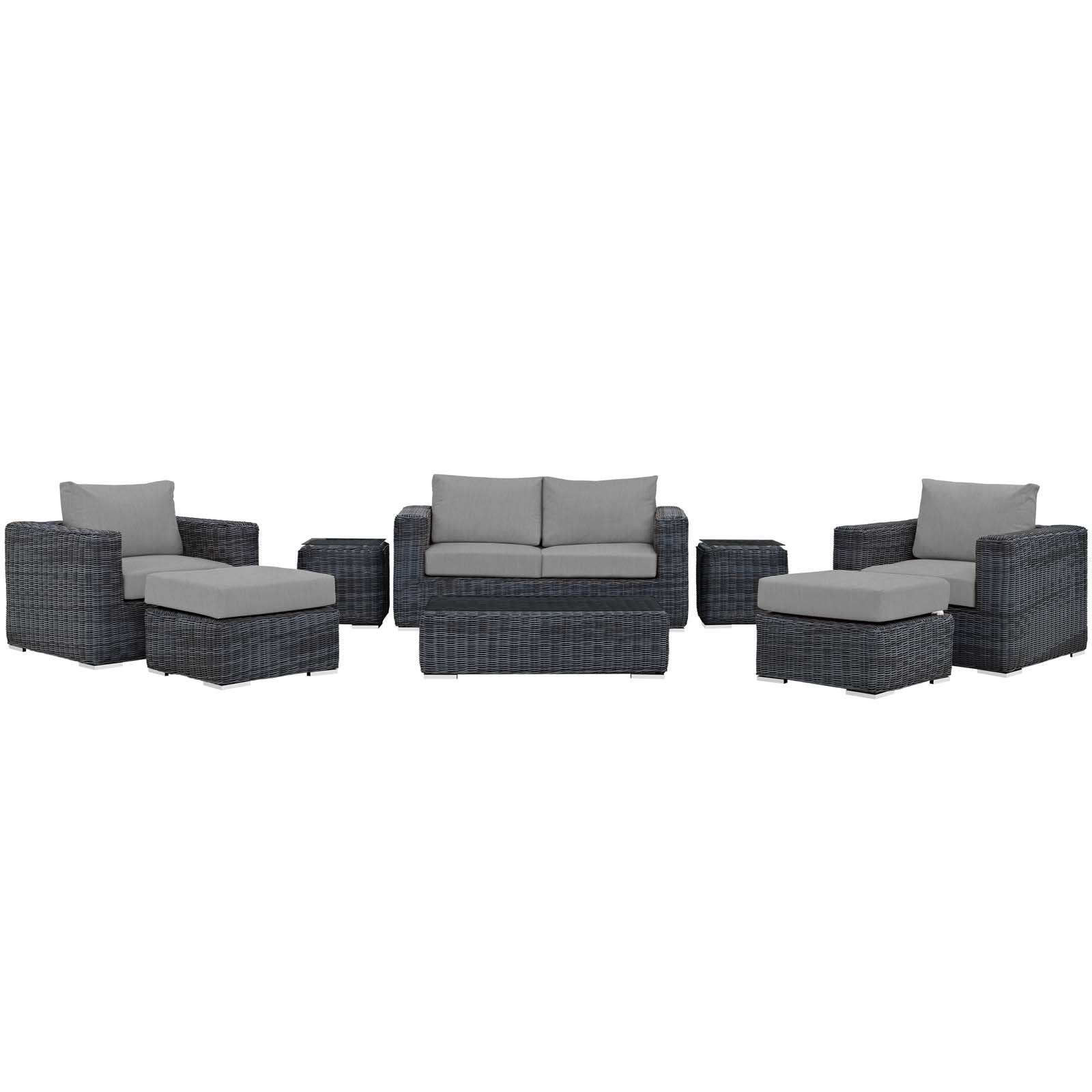 Modway Summon 8 Piece Outdoor Patio Sectional Set | Outdoor Sofas, Loveseats & Sectionals | Modishstore-3